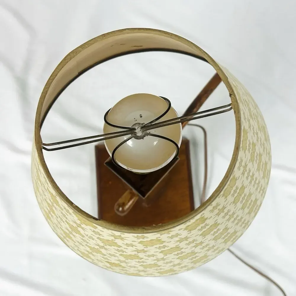 Vintage Wooden Water Pump Table Accent Lamp w/ Clip On Shade Cottage Grannychic